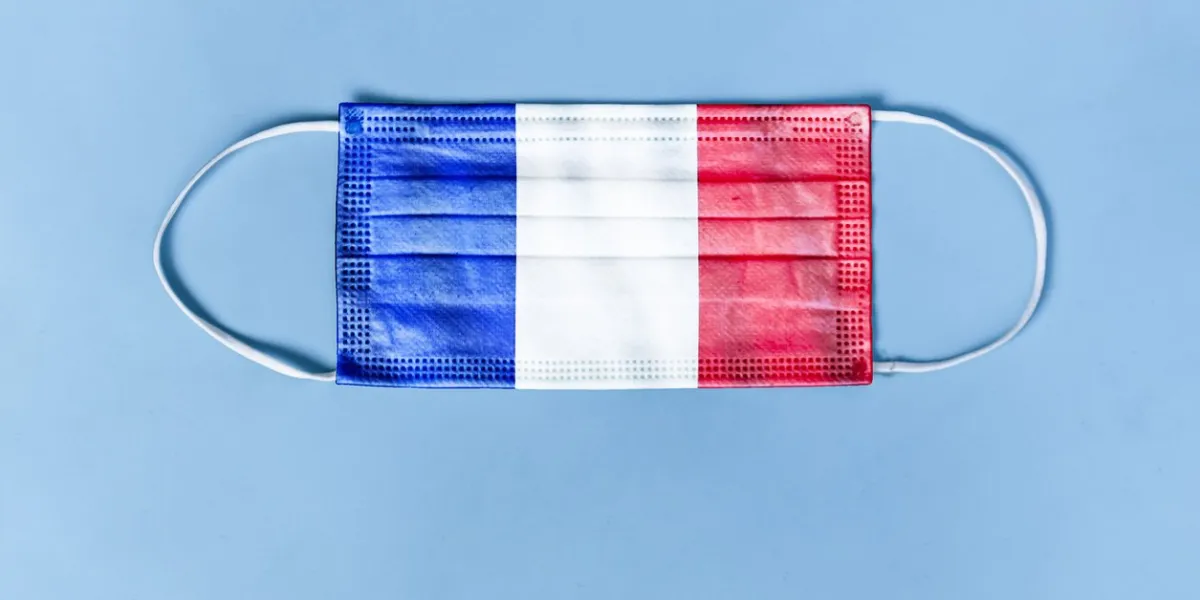 coronavirus, covidu201319 in france mask from coronavirus with french flag