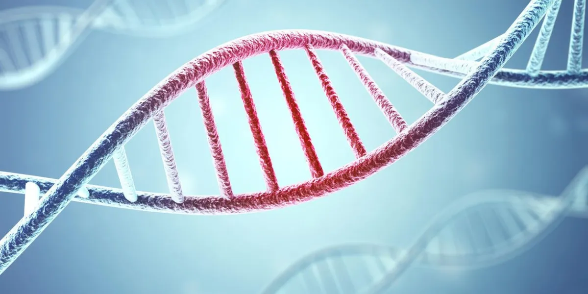 concept de la structure de l'adn patient infecté, sur le rendu background3d bleu