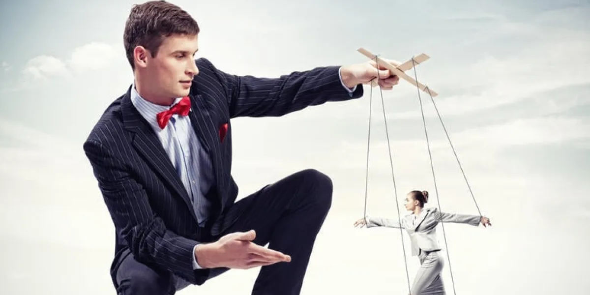 image du concept de leadership jeune marionnettiste homme d'affaires