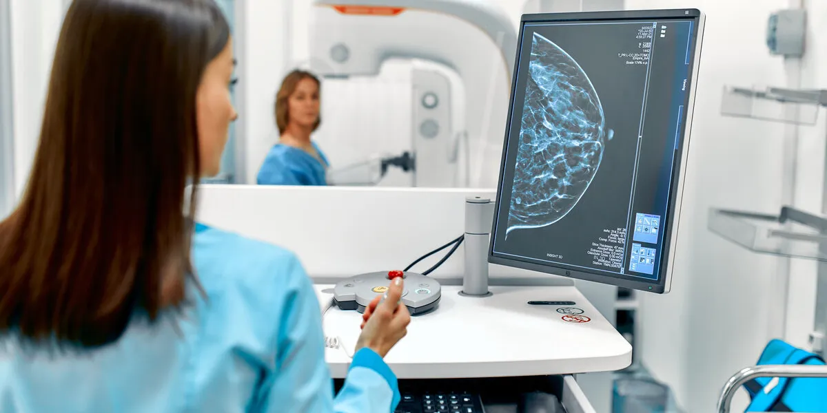 in the hospital, the patient undergoes a screening procedure for a mammogram, which is performed by a mammogram a modern technologically advanced clinic with professional doctors