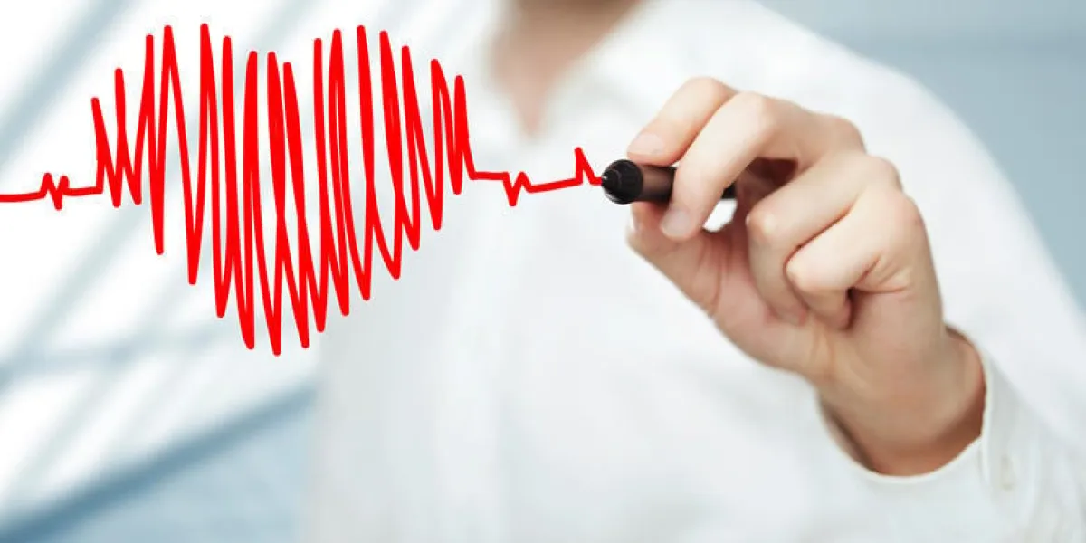 homme d'affaires dessin coeur et graphique battement de coeur