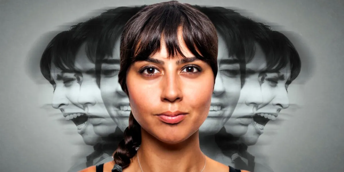 une jeune femme avec des expressions de dépression nerveuse sur fond