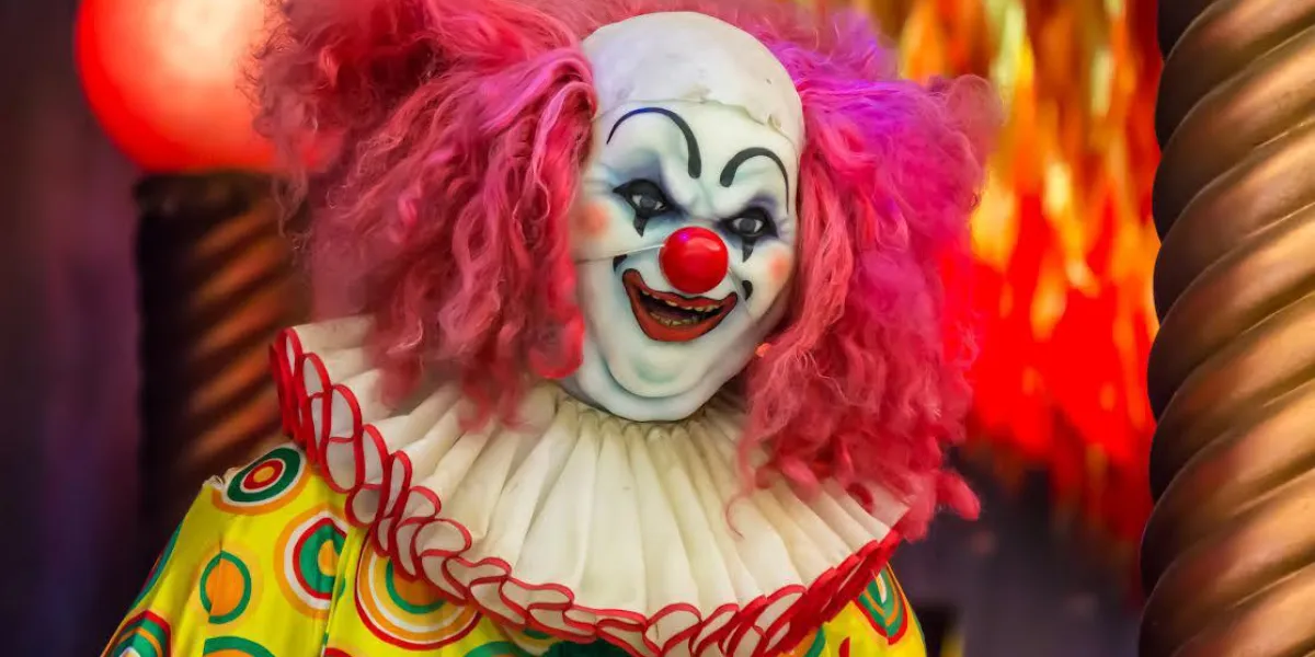 robot clown effrayant dans le masque de clown