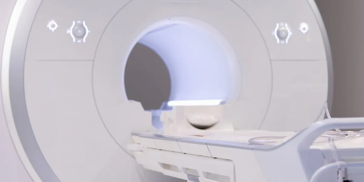 closeup of modern magnetic resonance imaging machine background new medical technologies concept
