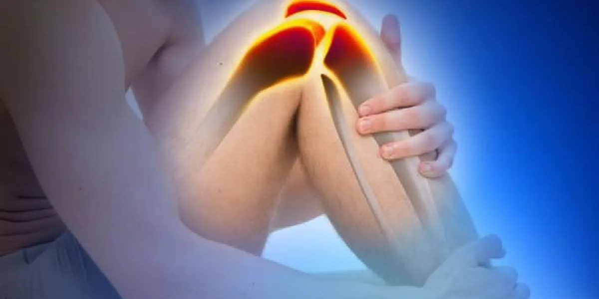 jeune homme, genou, douleur, anatomie, bleu, concept