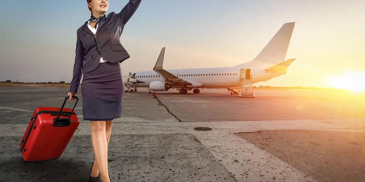stewardess woman and plane