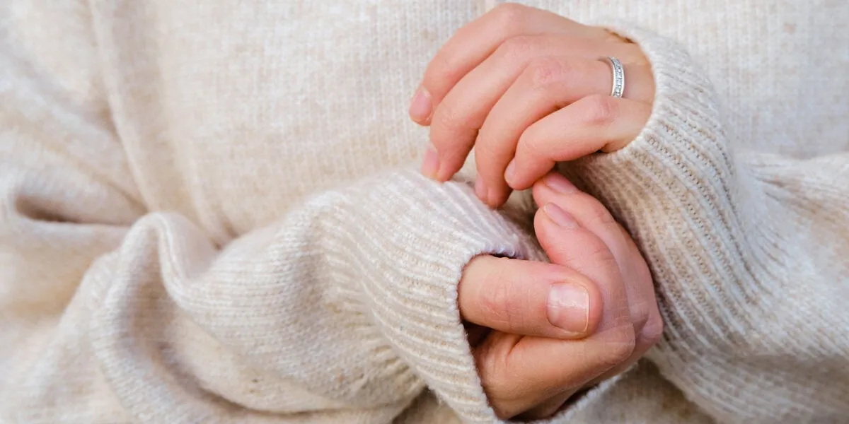 close-up of female hands hand care in cold winter