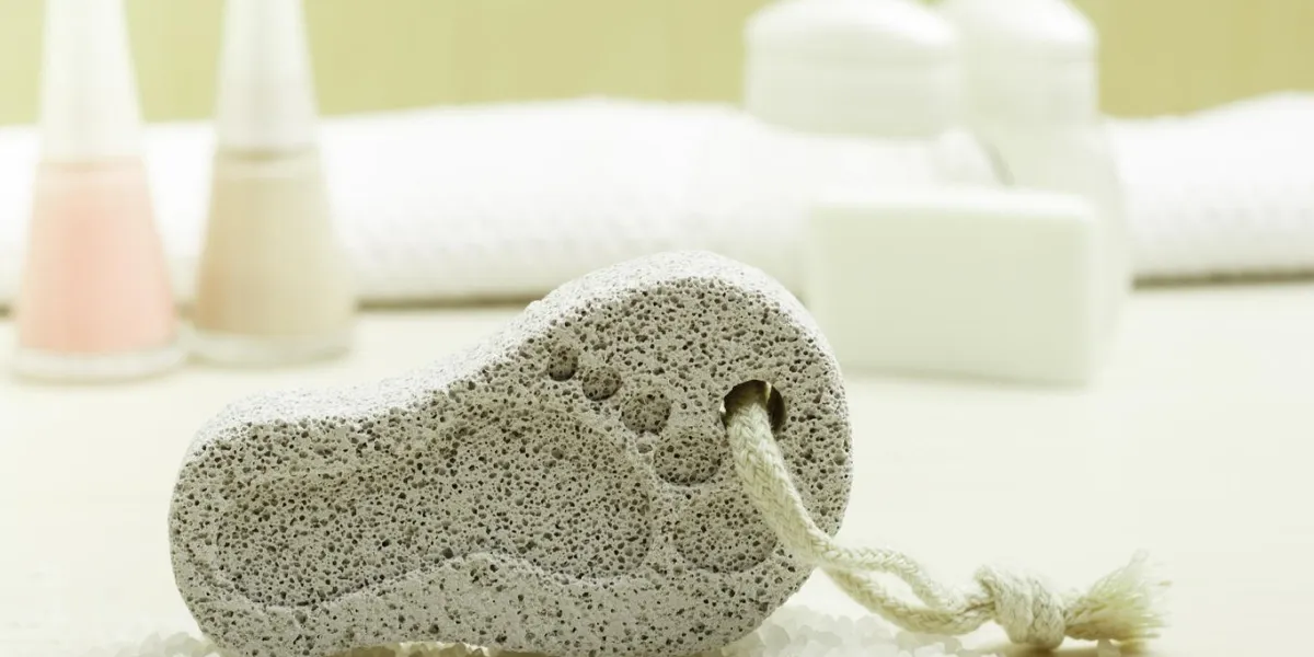 feet nails care pedicure accessories set tools  soap, varnish and stone pumice with foot print