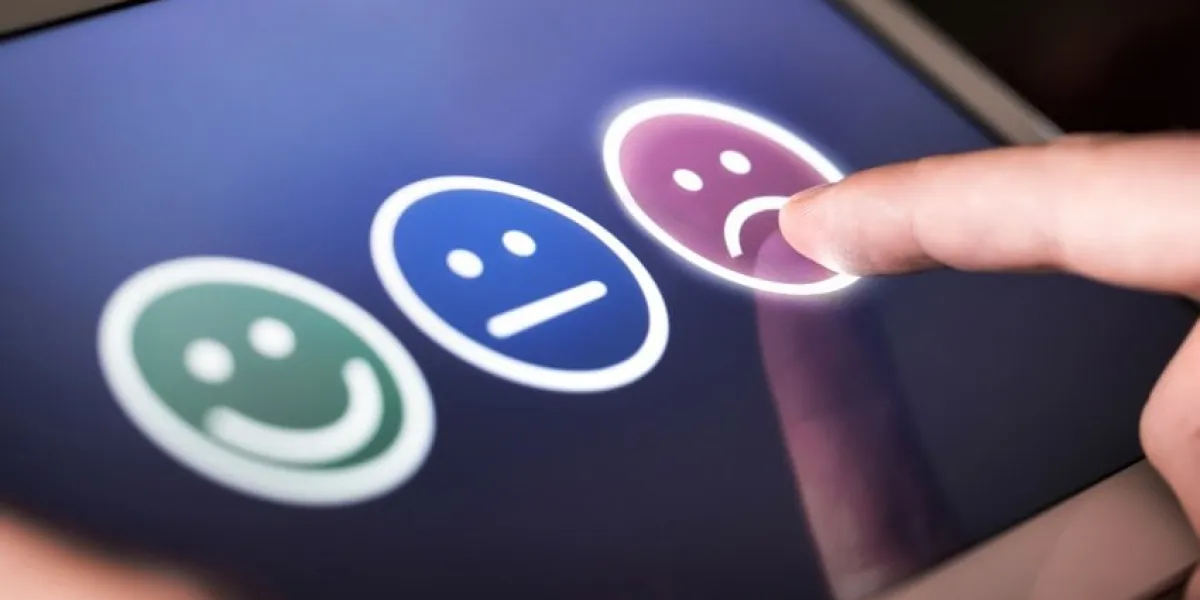 unhappy and disappointed customer giving low rating and negative feedback in survey, poll or questionnaire sad and dissatisfied man giving review about service quality bad user experience