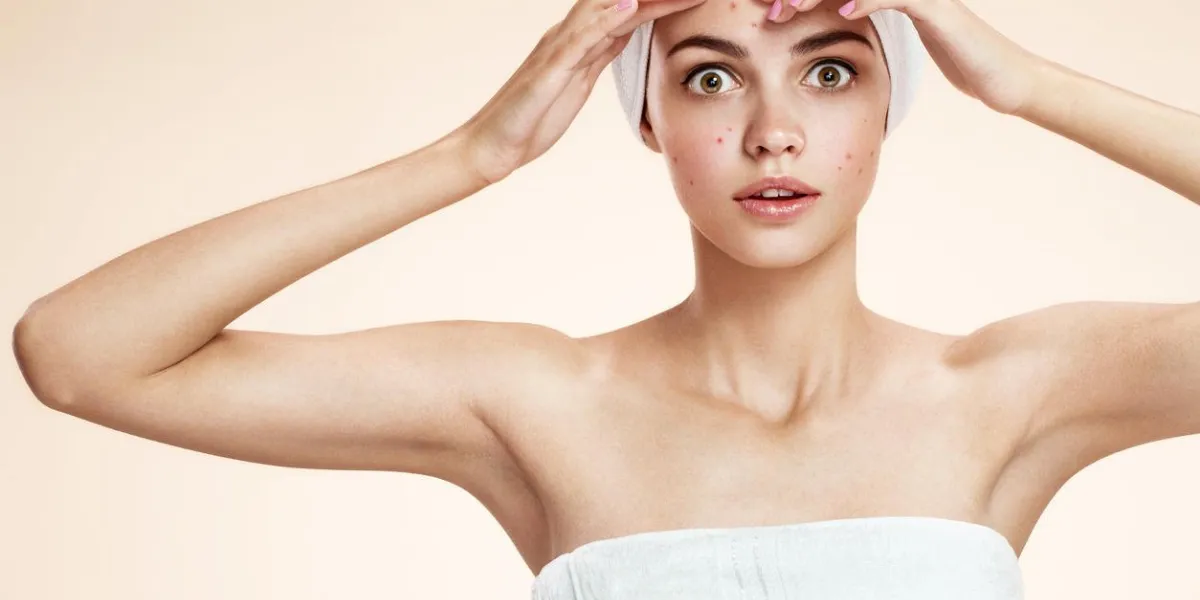 jeune, presser, elle, boutons, enlever, bouton, depuis, elle, figure