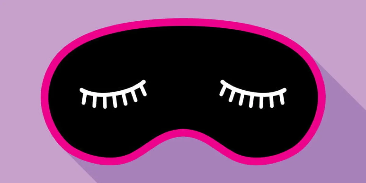 vector illustration of cute sleep mask on a lavender bakground