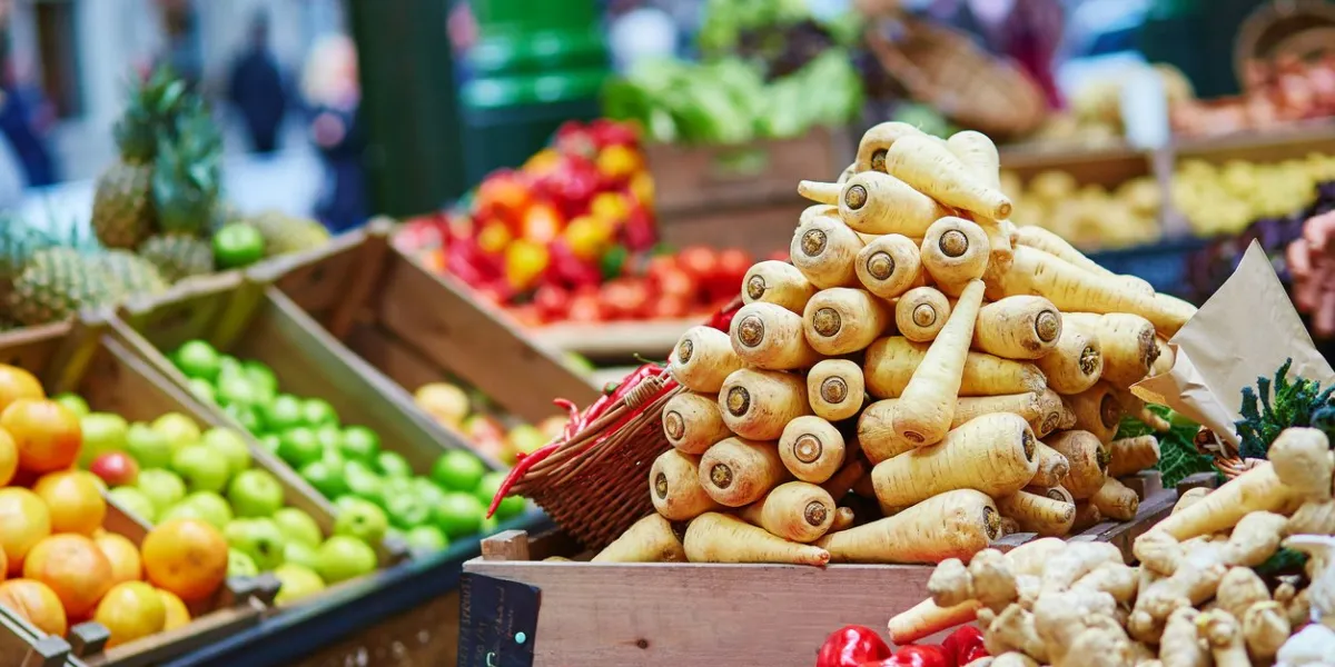 fresh healthy bio parsnip on london farmer agricultural market