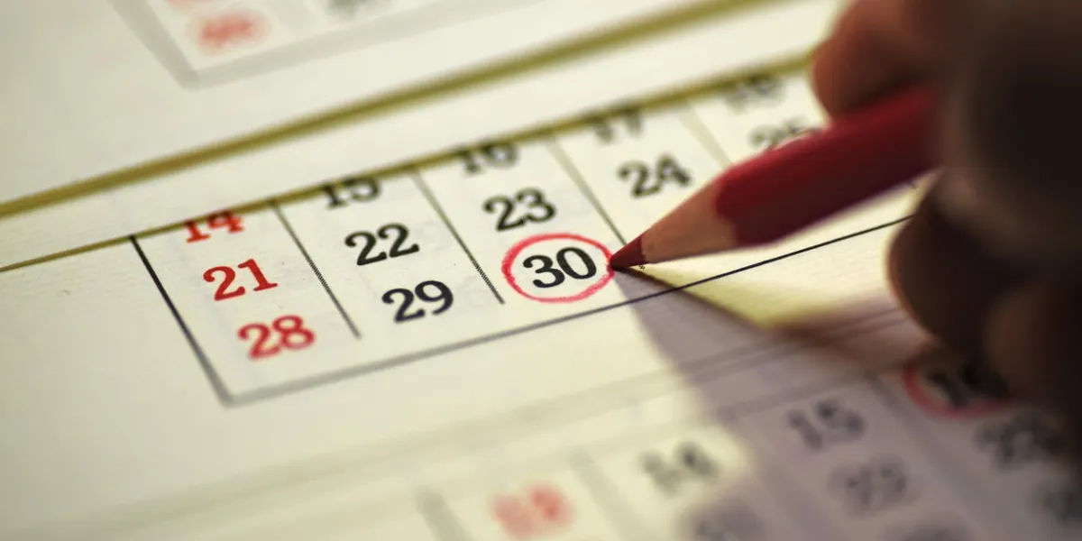 30th day of the month marked in calendar