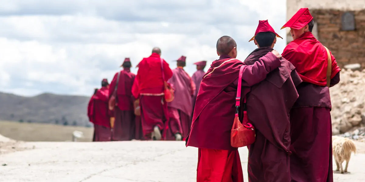 group of young tibetan monk students