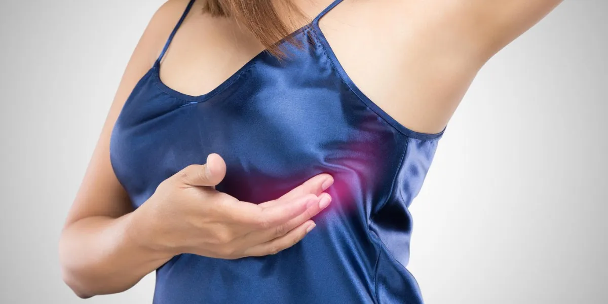 breast cancer self check, healthcare and medicine concept