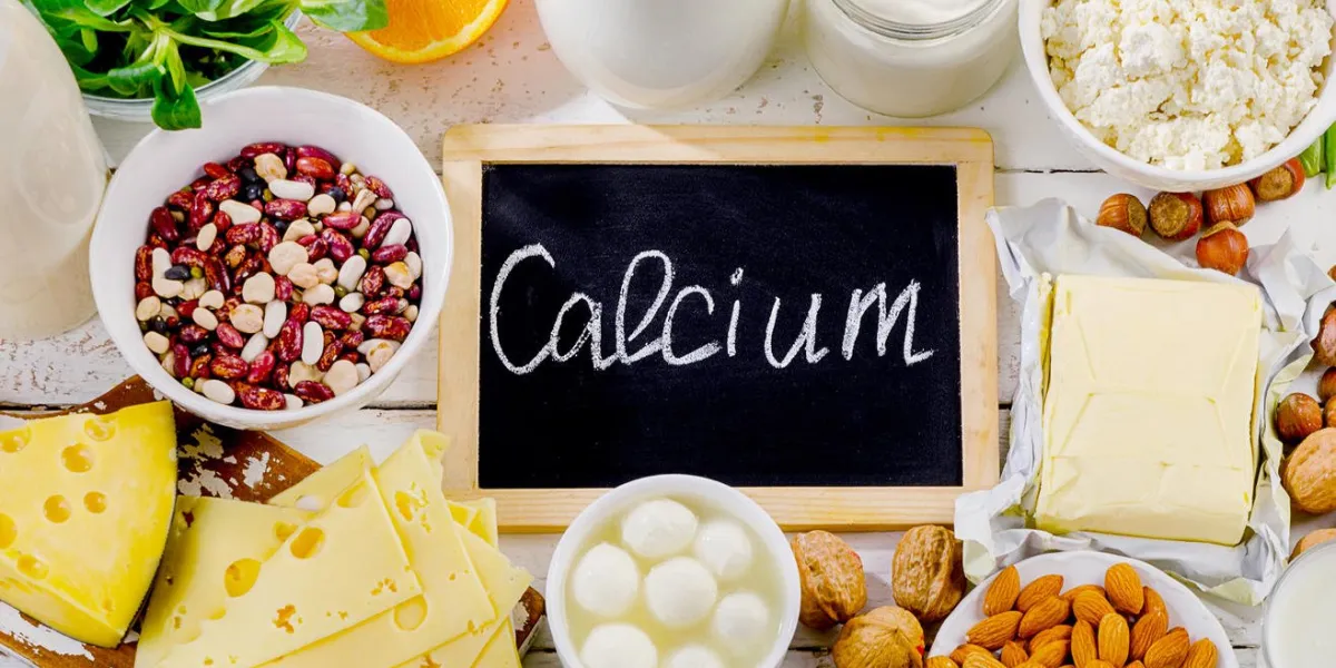 products rich in calcium healthy food flat lay