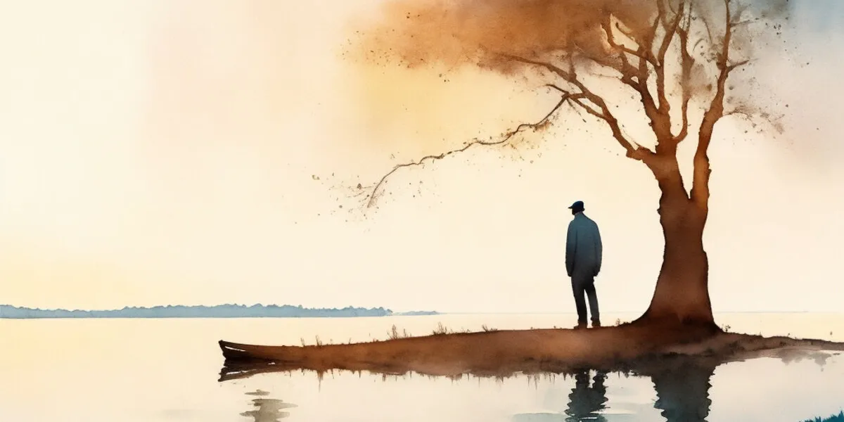 feeling lonely young man siting under a tree with his hands on clasped together