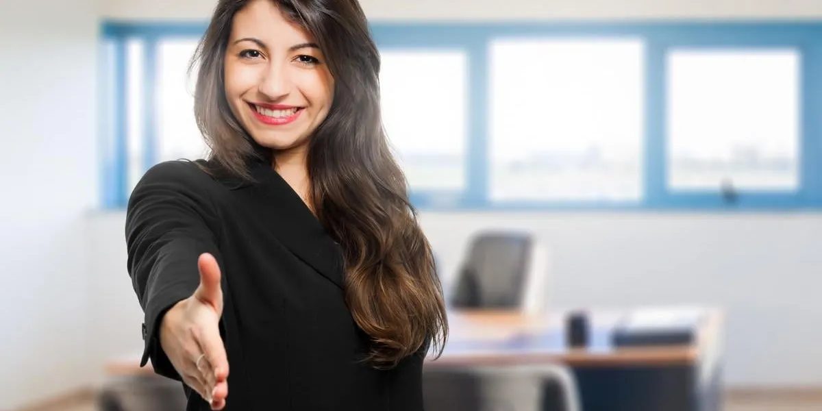 woman giving an handshake
