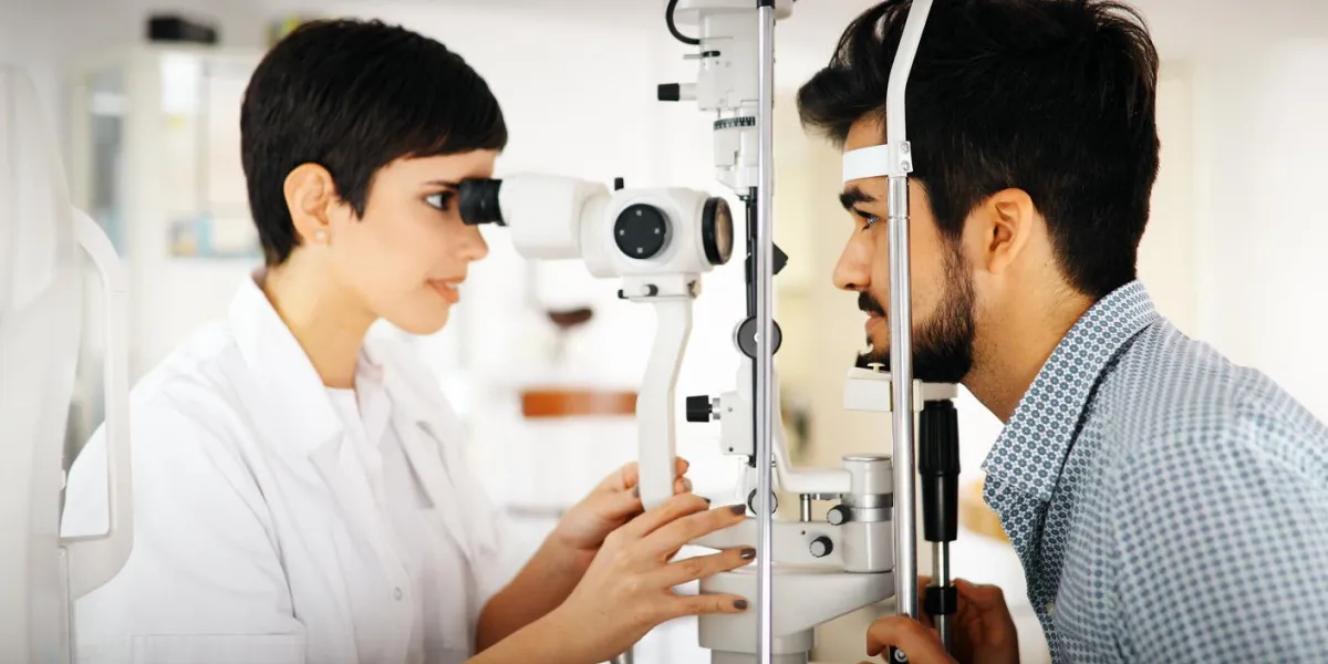 ophthalmology concept patient eye vision examination in eyesight ophthalmological clinic