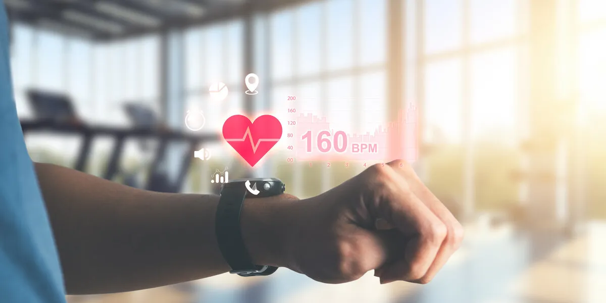 man excercise and using smartwatch to monitoring and tracking health and heart rate by applications technology and healthy concept