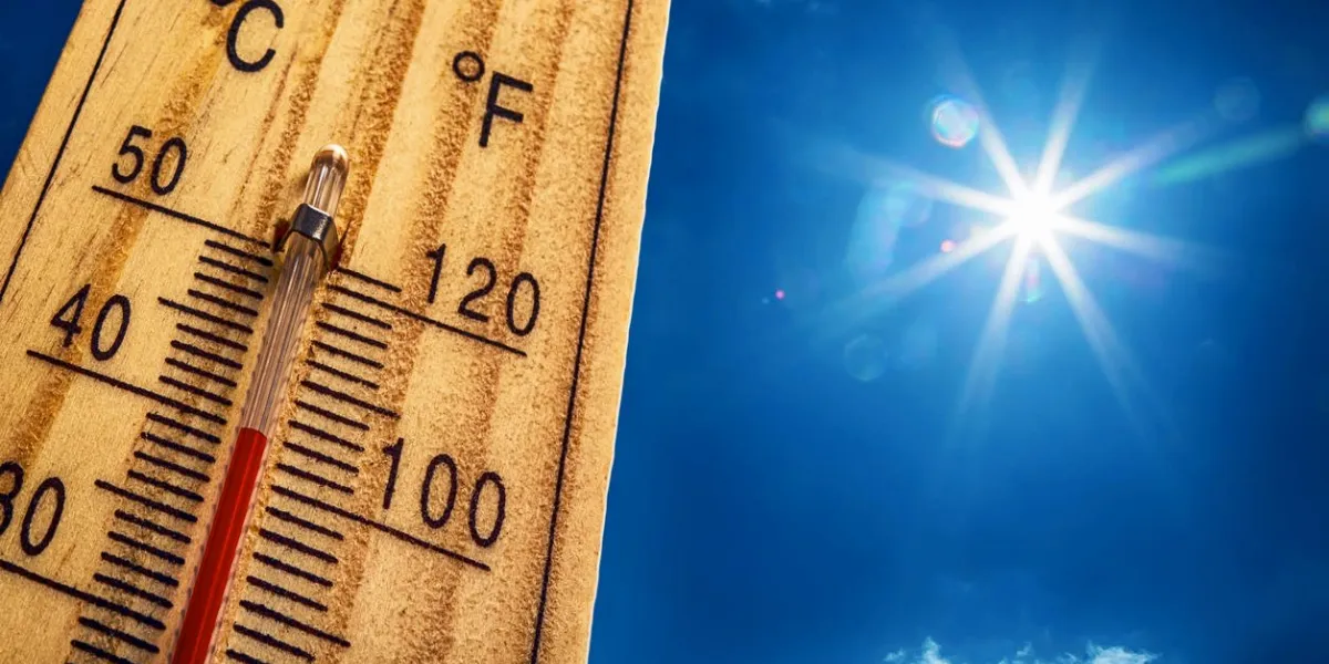 thermomètre, soleil, ciel, 40 degrés, chaud, été, jour, élevé, été, températures, degré, celsius, fahrenheit