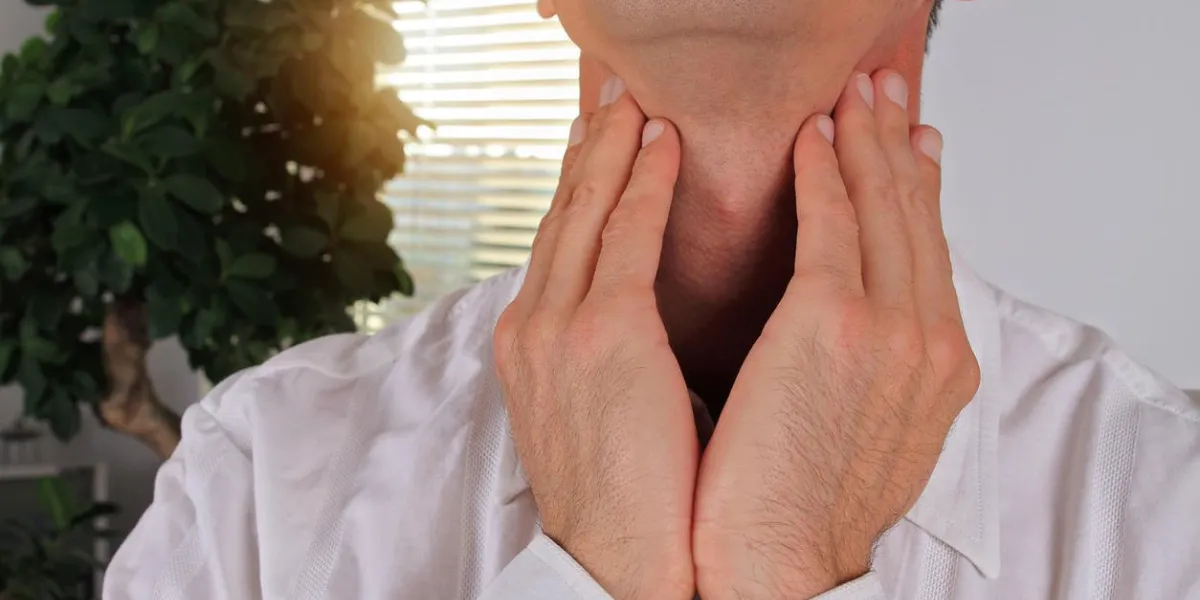 homme, obtenir, glande thyroïde, contrôle, santé, concept, médical