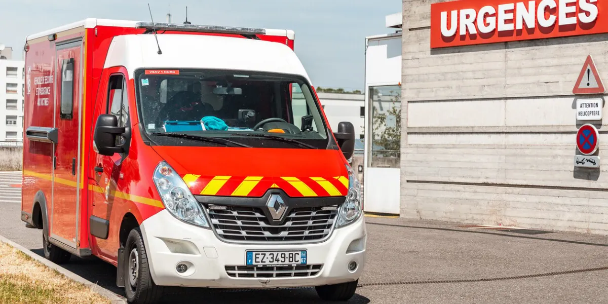 22 july 2019, strasbourg, france  ambulance van is parked near the emergency department in strasbourg