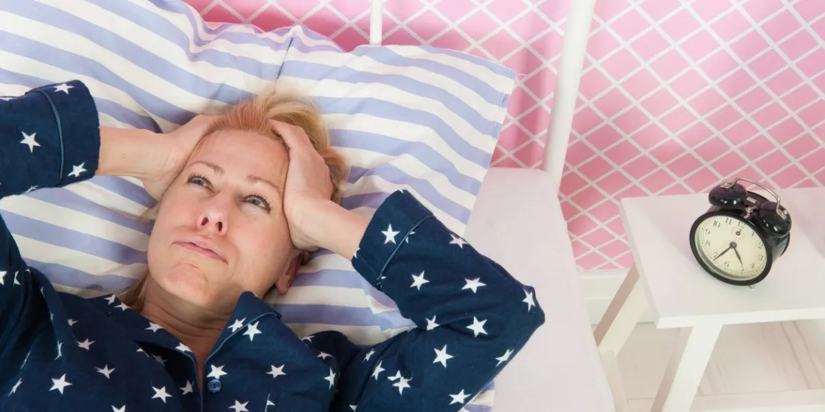 blond woman of mature age with insomnia