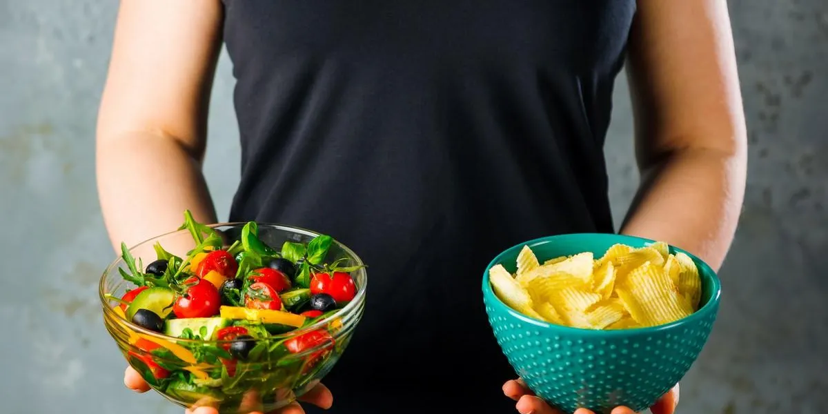 süssigkeiten gegen obst und gemüsse (diät konzept)