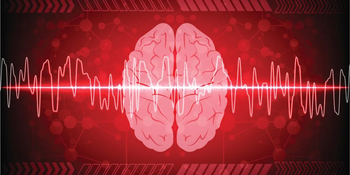 abstract brain wave concept on blue background technology illustration vector design