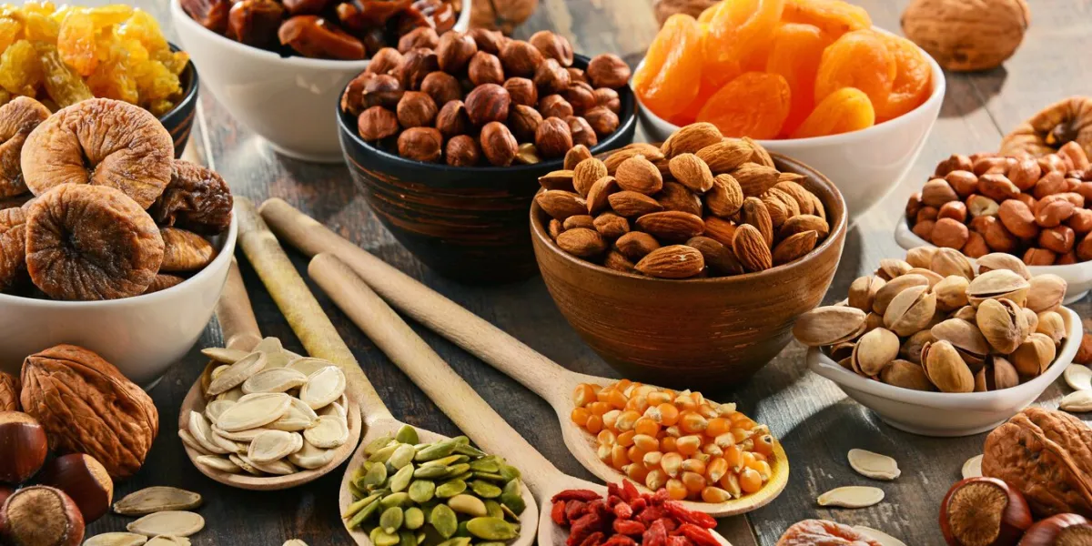 composition with dried fruits and assorted nuts