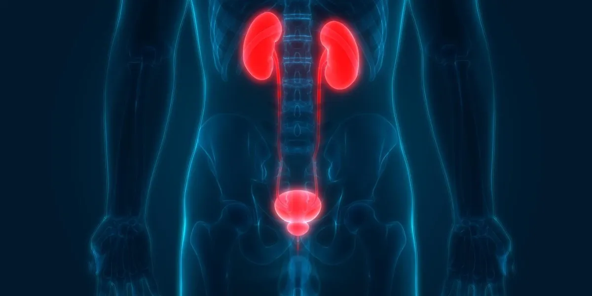 illustration 3d des organes du corps humain (reins avec vessie)