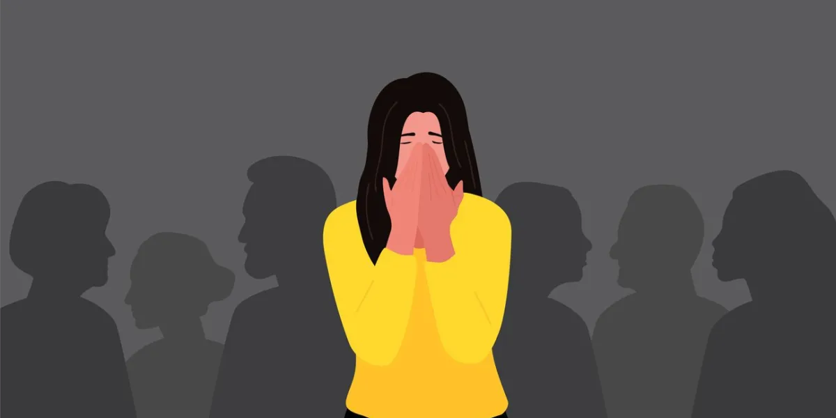 depression panick attack mental disorder people crowd vector illustration