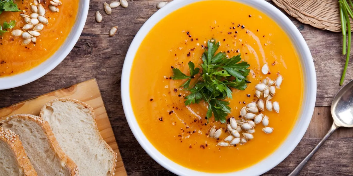 couple of bowls of homemade pumpkin soup
