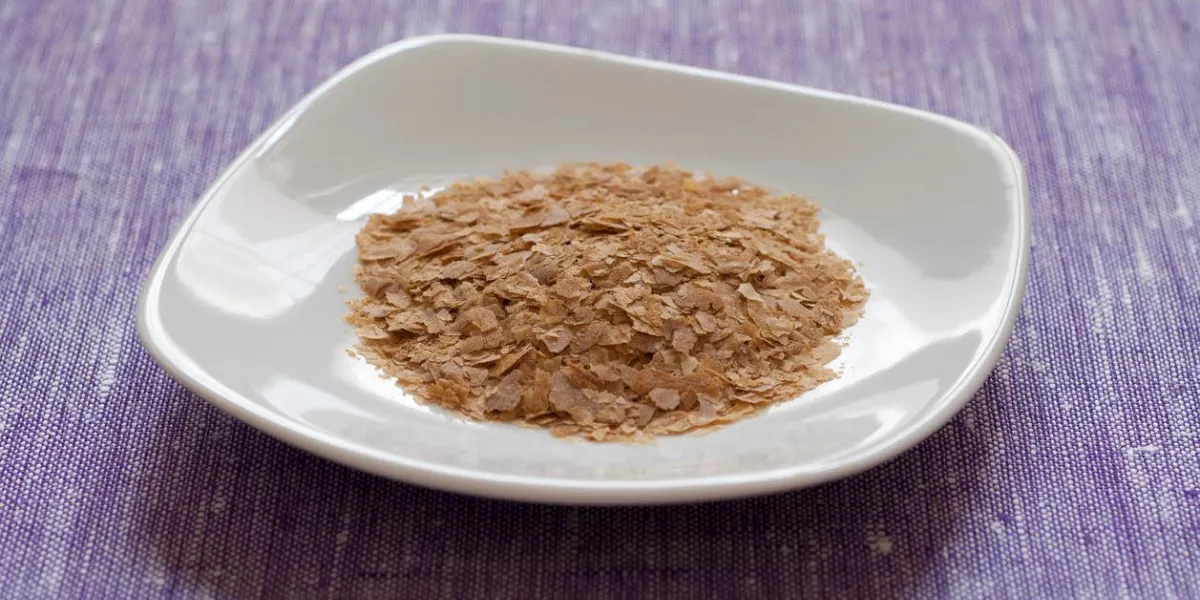 gros plan, vue, organique, nutritionnel, levure, flakes, plat