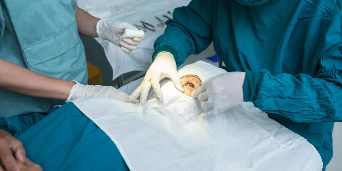 image en gros plan du traitement de la maladie oculaire par la méthode chirurgicale