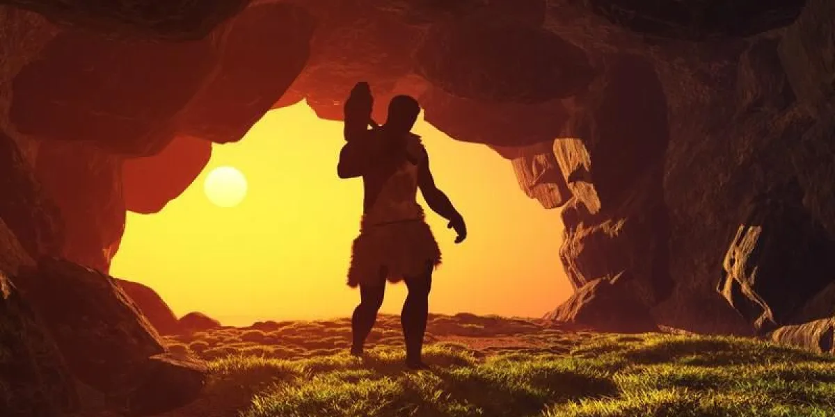 silhouette de l'homme préhistorique dans la grotte