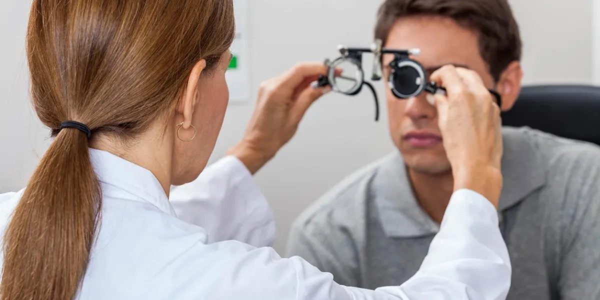 doctor putting special lenses