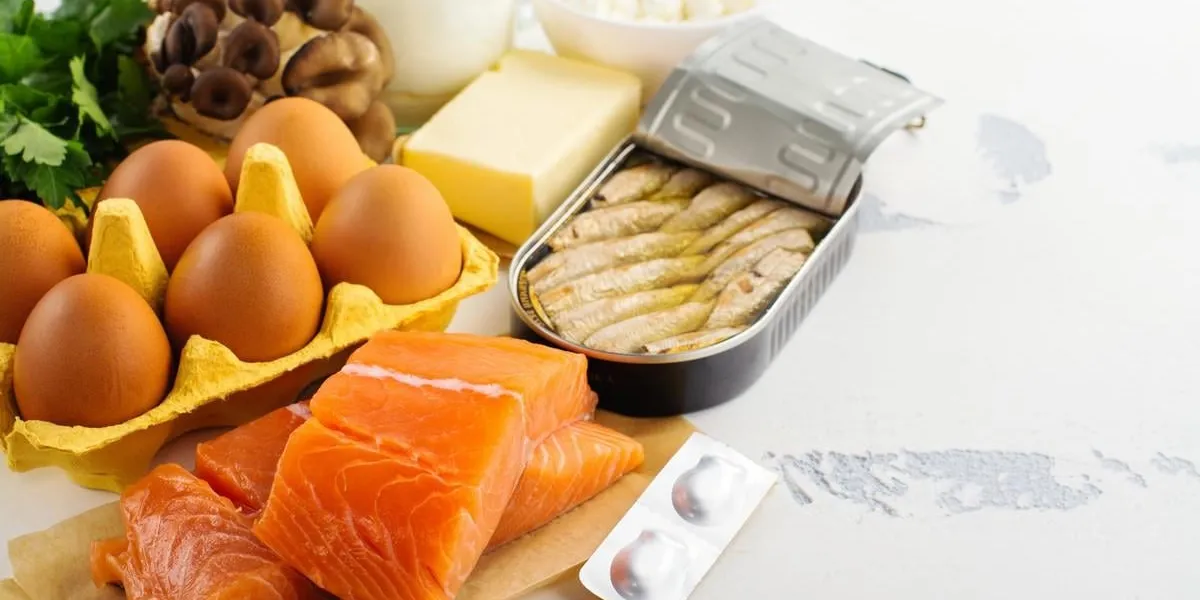 natural sources of vitamin d healthy food background top view space for text