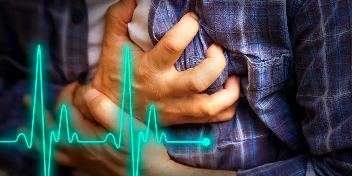 hommes en chemise bleue ayant des douleurs thoraciques - crise cardiaque - ligne de pulsations