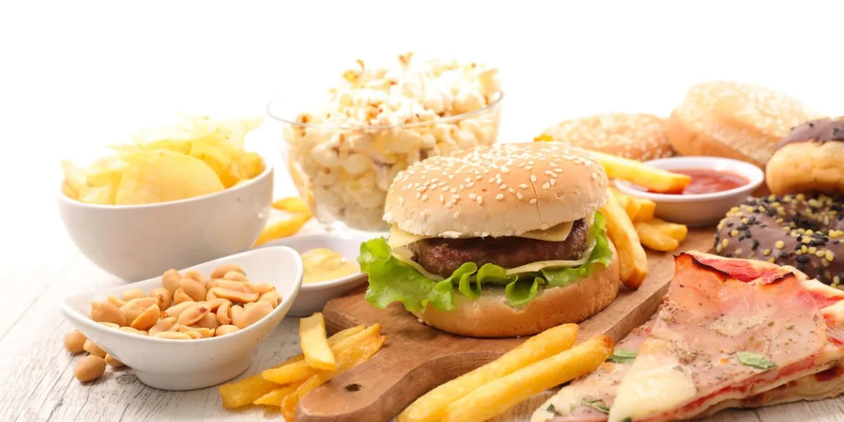 collection of junk food