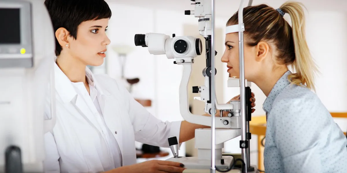ophthalmology concept patient eye vision examination in eyesight ophthalmological clinic