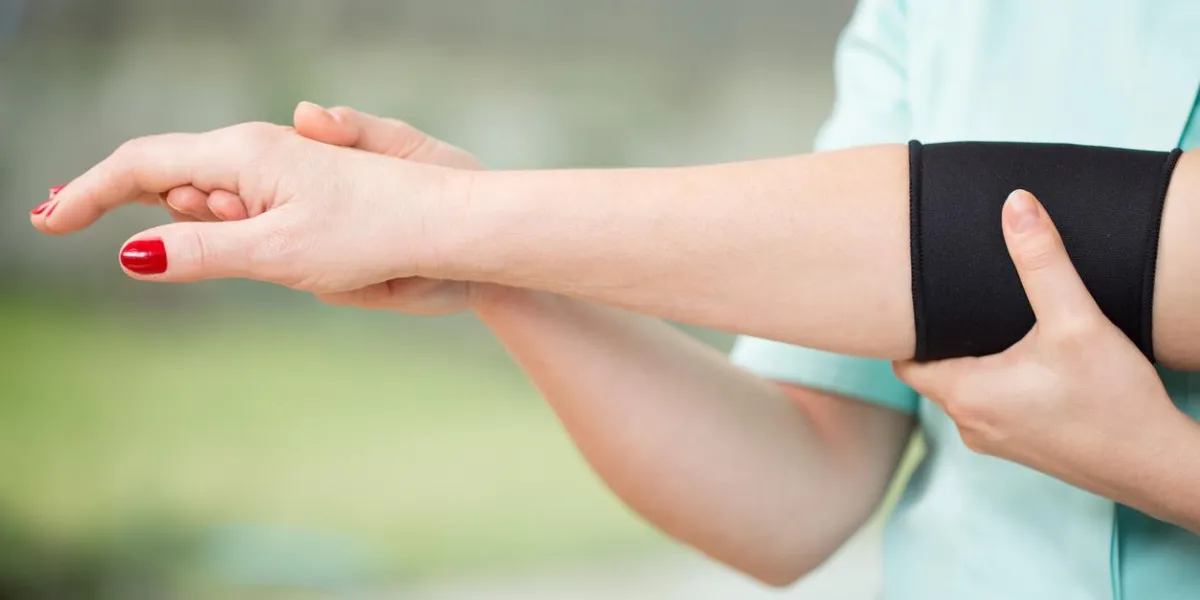 close-up of arm with stabilizing band