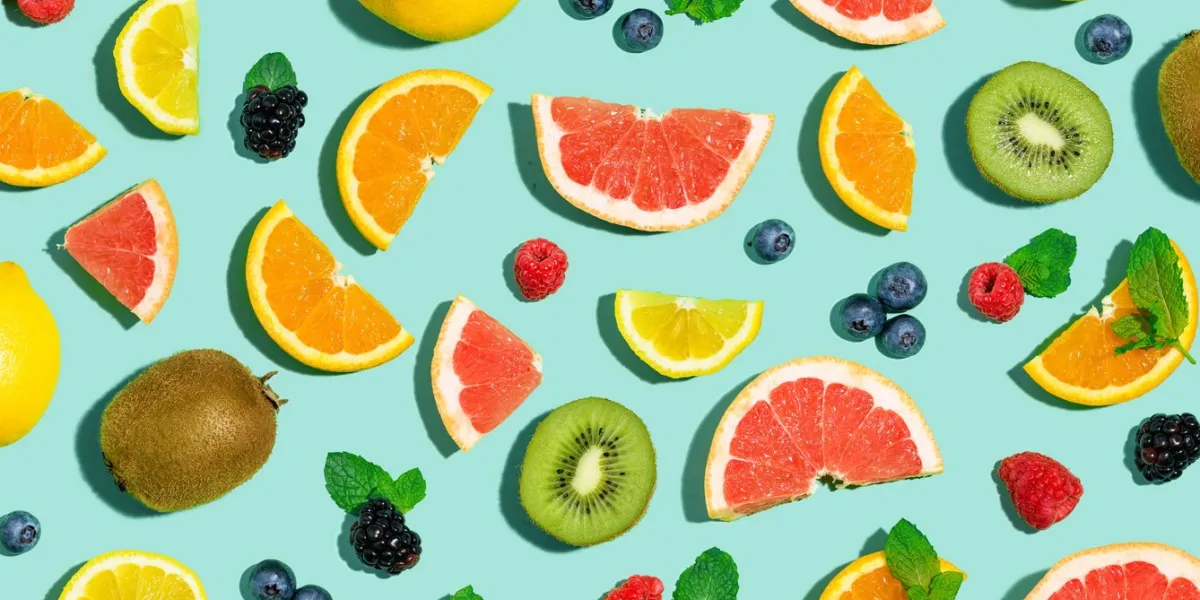 collection of mixed fruits overhead view flat lay