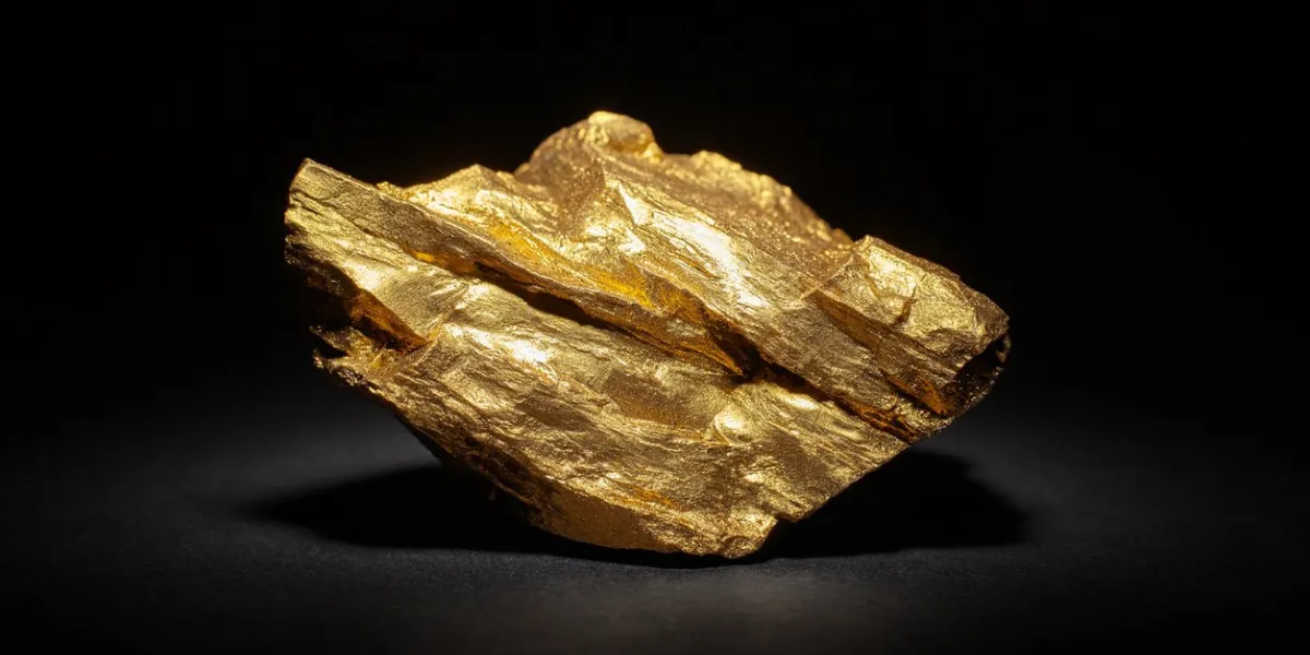 closeup of big gold nugget on a black background