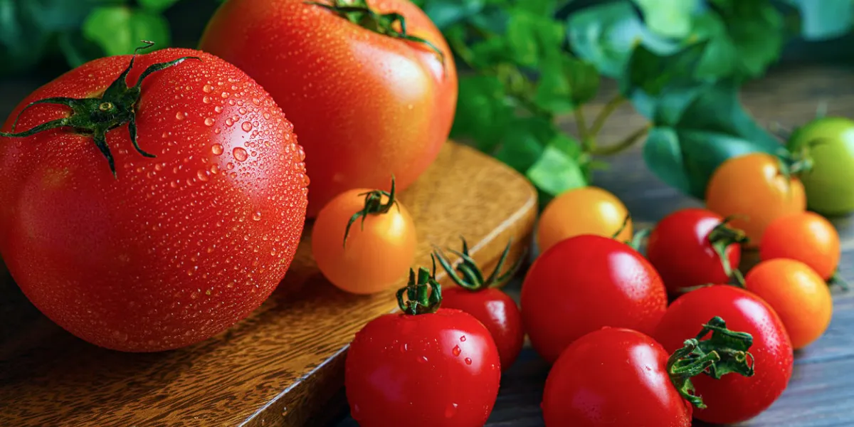 fresh tomatoes isolated on wooden background harvesting tomatoes tomato with droplets of water