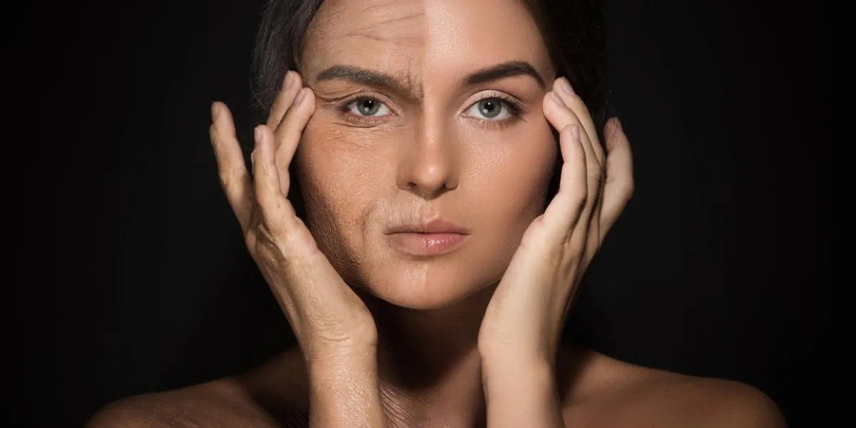 aging concept comparison of young and old real result achieved with work of professional makeup artist not cgi