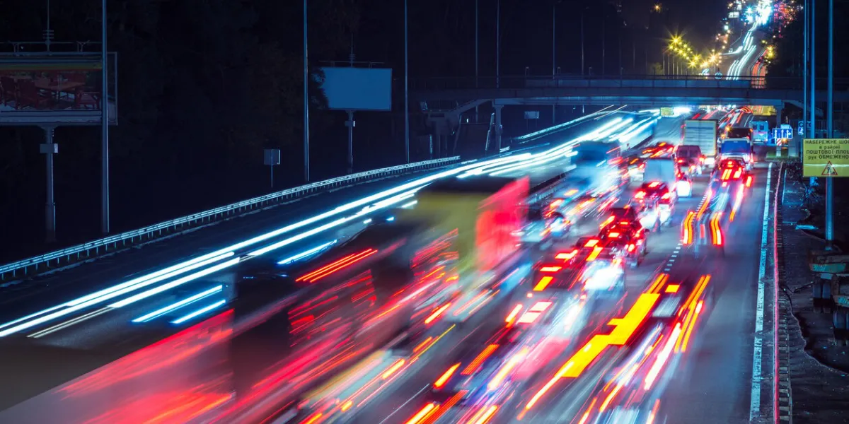 traces of cars traveling on night highway