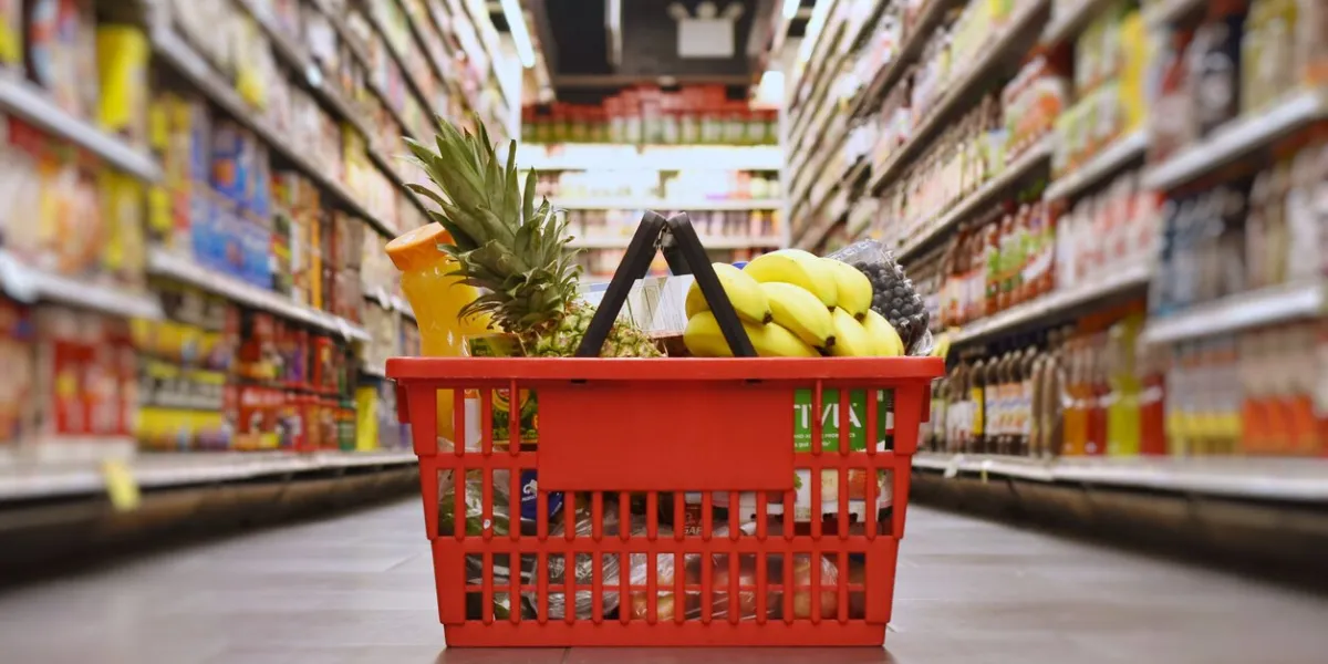 grocery basket with products