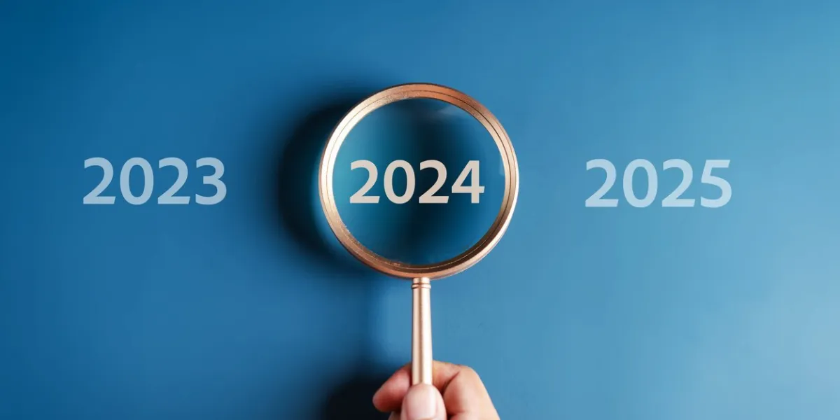 starting new year with ambition 2024 and countdown merry christmas and happy new year, planning and challenge strategy in new year 2024 concept